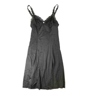 Olga 1349F Black Size 34 (29") Full Slip Nightgown Lace Trim Bust Nylon Vintage